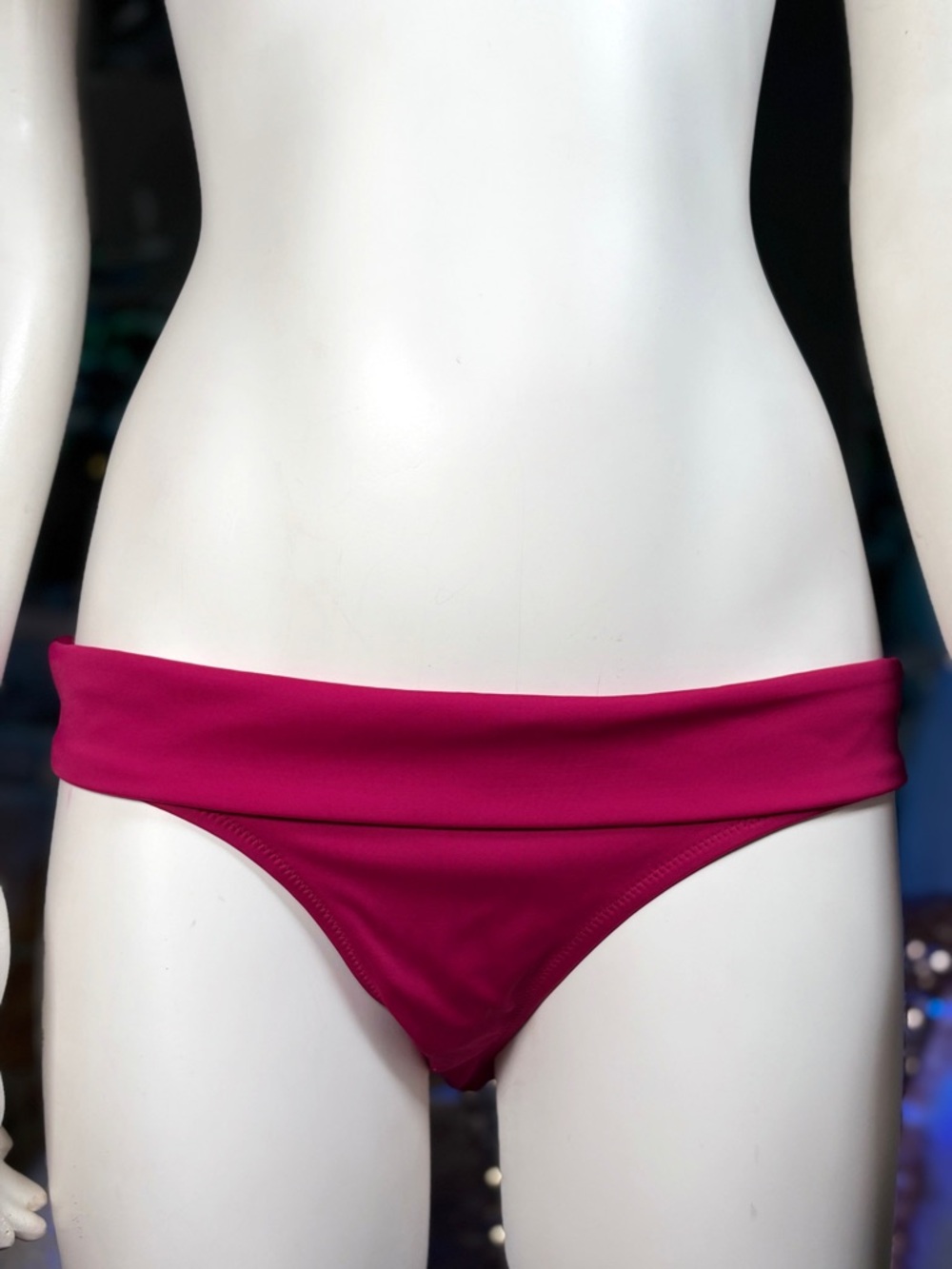 Heidi Klein Magenta Pink Fold Over Bikini Swim Bottom, Sz L